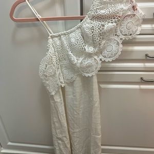 white one shoulder linen dress- size xs